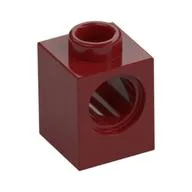 Technic Brick 1 x 1 with Pin Hole, Dark Red