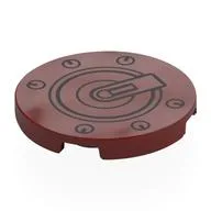 Tile Round 3 x 3 with Rivets, Circle (Droid Hinge) Print, Dark Red