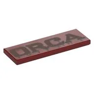 Tile 2 x 6 with Copper 'ORCA' Print, Dark Red