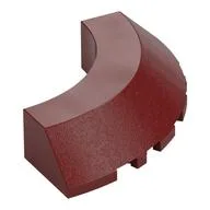 Brick Round Corner 5 x 5 x 1 Slope, Bottom Cut Outs, No Studs, Flat Top, Dark Red