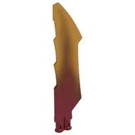 Weapon Sword with Jagged Edges, Double Axle Hole with Marbled Trans-Orange Pattern, Dark Red