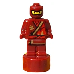 Minifig Trophy Statuette with Ninja in Robes, Flames Print (Kai), Dark Red