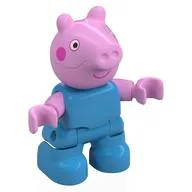 Duplo Figure Child, Pig with Dark Pink Cheeks, Small Smile, Hearing Aid Print (George Pig), Dark Azure