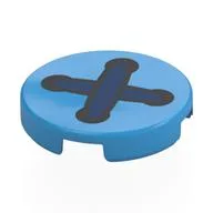 Tile Round 2 x 2 with Button, Dark Blue Yarn Print, Dark Azure