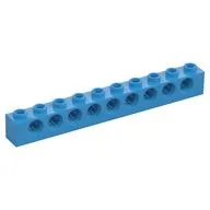 Technic Brick 1 x 10 [9 Pin Holes], Dark Azure