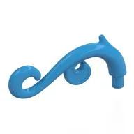 Curled Decorative Ornament / Plant Vine with Bar, Dark Azure