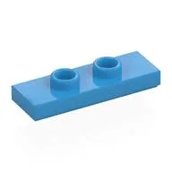 Plate Special 1 x 3 with 2 Studs with Groove and Inside Stud Holder (Jumper), Dark Azure