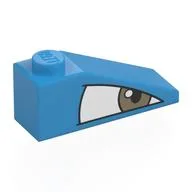 Brick Sloped 33° 3 x 1 with White Eye, Grey Pupil Right Print, Dark Azure