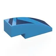Brick Curved 3 x 1 No Studs with Dark Blue Shapes Print, Dark Azure