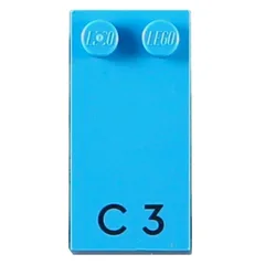 Braille Brick 2 x 4 with 2 Studs ⠉ and 'C 3' Print, Dark Azure