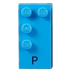 Braille Brick 2 x 4 with 4 Studs ⠏ and 'P' Print, Dark Azure