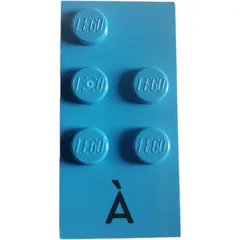 Braille Brick 2 x 4 with 5 Studs ⠷ and 'À' Print, Dark Azure