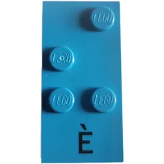 Braille Brick 2 x 4 with 4 Studs ⠮ and 'È' Print, Dark Azure