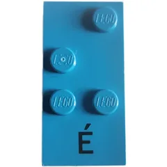 Braille Brick 2 x 4 with 4 Studs ⠮ and 'É' Print, Dark Azure