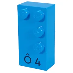 Braille Brick 2 x 4 with 4 Studs ⠹ and 'Ô 4' Print, Dark Azure