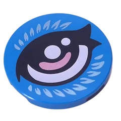 Tile Round 3 x 3 with White Eyes, Lashes, Lavender Pupil Print (Left), Dark Azure