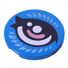 Tile Round 3 x 3 with White Eyes, Lashes, Lavender Pupil Print (Right), Dark Azure