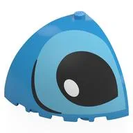 Brick Round Corner 5 x 5 x 3 1/3 Quarter Dome Top with Black and Medium Azure Eye Left Print, Dark Azure
