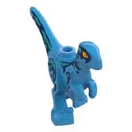 Animal, Dinosaur, Raptor, Child with Yellow Eyes, Dark Blue Markings Print, Dark Azure