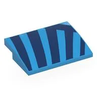 Brick Curved 4 x 3 x 2/3 No Studs with Dark Blue Stripes Print, Dark Azure