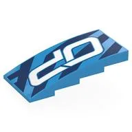 Brick Curved 4 x 8 x 1 2/3 No Studs with White 'OP', Dark Blue Shapes Print, Dark Azure