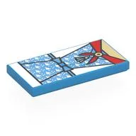 Tile 2 x 4 with Medium Azure/White Dress, Red Scarf, Light Nougat Chest Print, Dark Azure