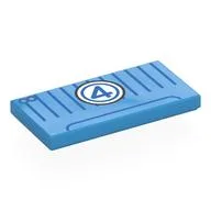 Tile 2 x 4 with Blue Stripes, '4' in White Circle Print, Dark Azure