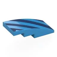 Brick Curved 4 x 2 No Studs with Dark Blue Stripes Print, Dark Azure