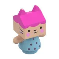 Figure, Kitten with Light Nougat Square Head, Dark Pink Hair/Roof Print, Medium Azure