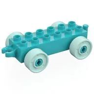 Duplo Car Base 2 x 6 with Fake Bolts, Open Hitch End and Light Aqua Wheels, Medium Azure