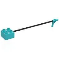 Duplo Brick, 2x2 with Black Hose and Nozzle, Medium Azure