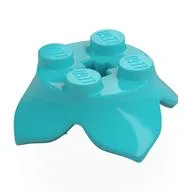 Plant, Leaves, Round 2 x 2 x 2/3 with + Axle Hole and 4 Leaf Extensions, Medium Azure