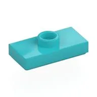 Plate Special 1 x 2 with 1 Stud with Groove and Inside Stud Holder (Jumper), Medium Azure