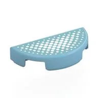 Tile Round 1 x 2 Half Circle with Dark Turquoise Surface, White Dots Print, Medium Azure