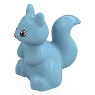 Duplo Animal Squirrel with Coral, Black, and White Eyes Print, Medium Azure