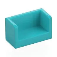 Panel 1 x 2 x 1 with Rounded Corners and 2 Sides, Medium Azure