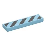 Tile 1 x 4 with Black Diagonal Stripes Print, Medium Azure
