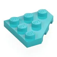 Wedge Plate 3 x 3 Cut Corner, Medium Azure