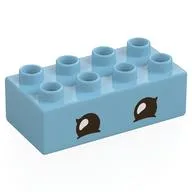 Duplo Brick 2 x 4 with Eyes Print, Medium Azure