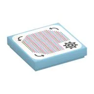 Tile 2 x 2 with Gear, Arrows and Barcode Print (Sticker), Medium Azure