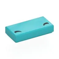 Tile 1 x 2 with Black Curved Lines / Eyebrows Print, Medium Azure