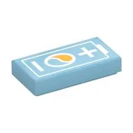 Tile 1 x 2 with White Battery Print, Medium Azure