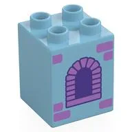 Duplo Brick 2 x 2 x 2 with Castle Window Print, Medium Azure