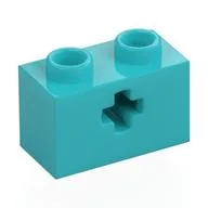 Technic Brick 1 x 2 with Axle Hole Type 1 [+ Opening] and Bottom Pin, Medium Azure