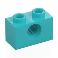 Technic Brick 1 x 2 [1 Pin Hole], Medium Azure