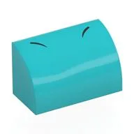 Brick Curved 1 x 2 x 1 No Studs with Black Curved Lines (Nostrils) Print, Medium Azure