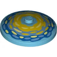 Dish 4 x 4 Inverted [Radar] with Shade of Blue/Yellow Paint Strokes in Circles Print, Medium Azure
