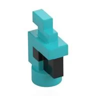 Animal Body Part, Bird, Chicken/Parrot Head Pixelated with Black Eyes and Beak Pattern, Medium Azure