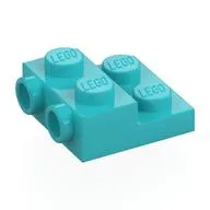 Plate Special 2 x 2 x 2/3 with Two Studs On Side and Two Raised [Half Hollow Anti-stud] - Updated Version, Medium Azure