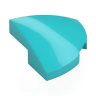 Brick Round Corner, Curved 2 x 2 x 2/3 Quarter Circle With 1 x 1 Bottom Cutout, Medium Azure